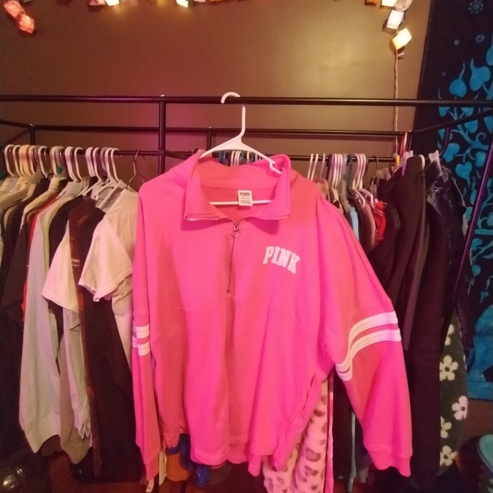 Victoria's secret pink quarter zip fleece sweatshirt
